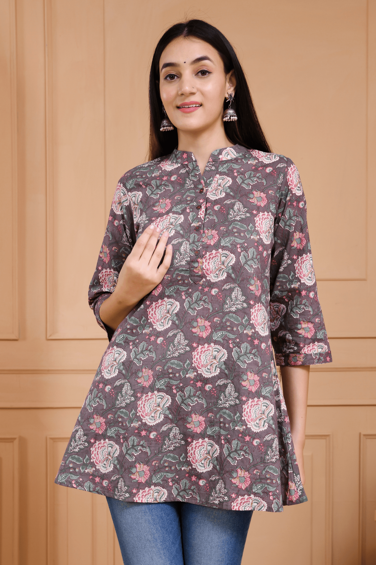 Floral Print Short Kurti