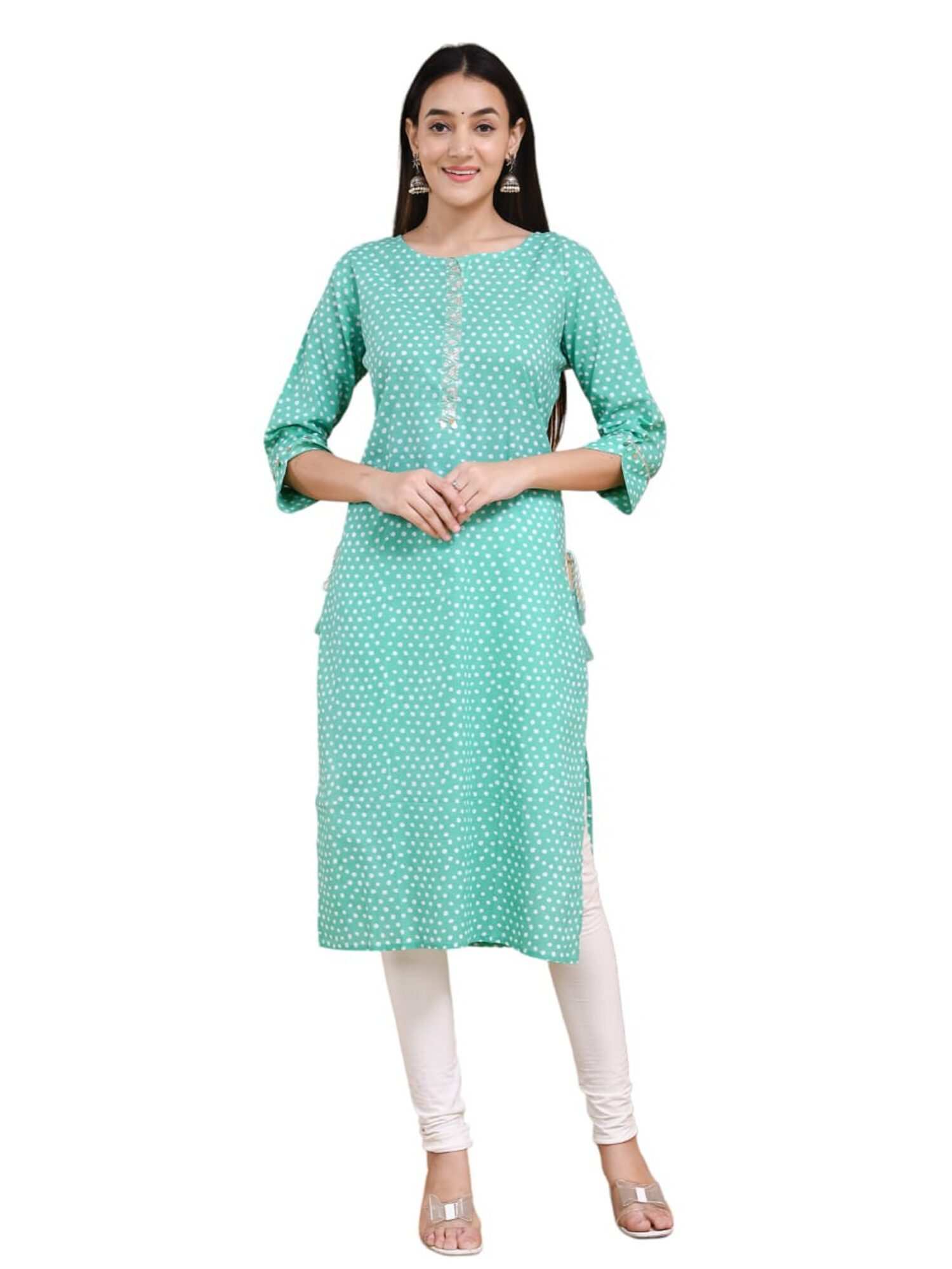 Sky Blue Printed Long Kurti