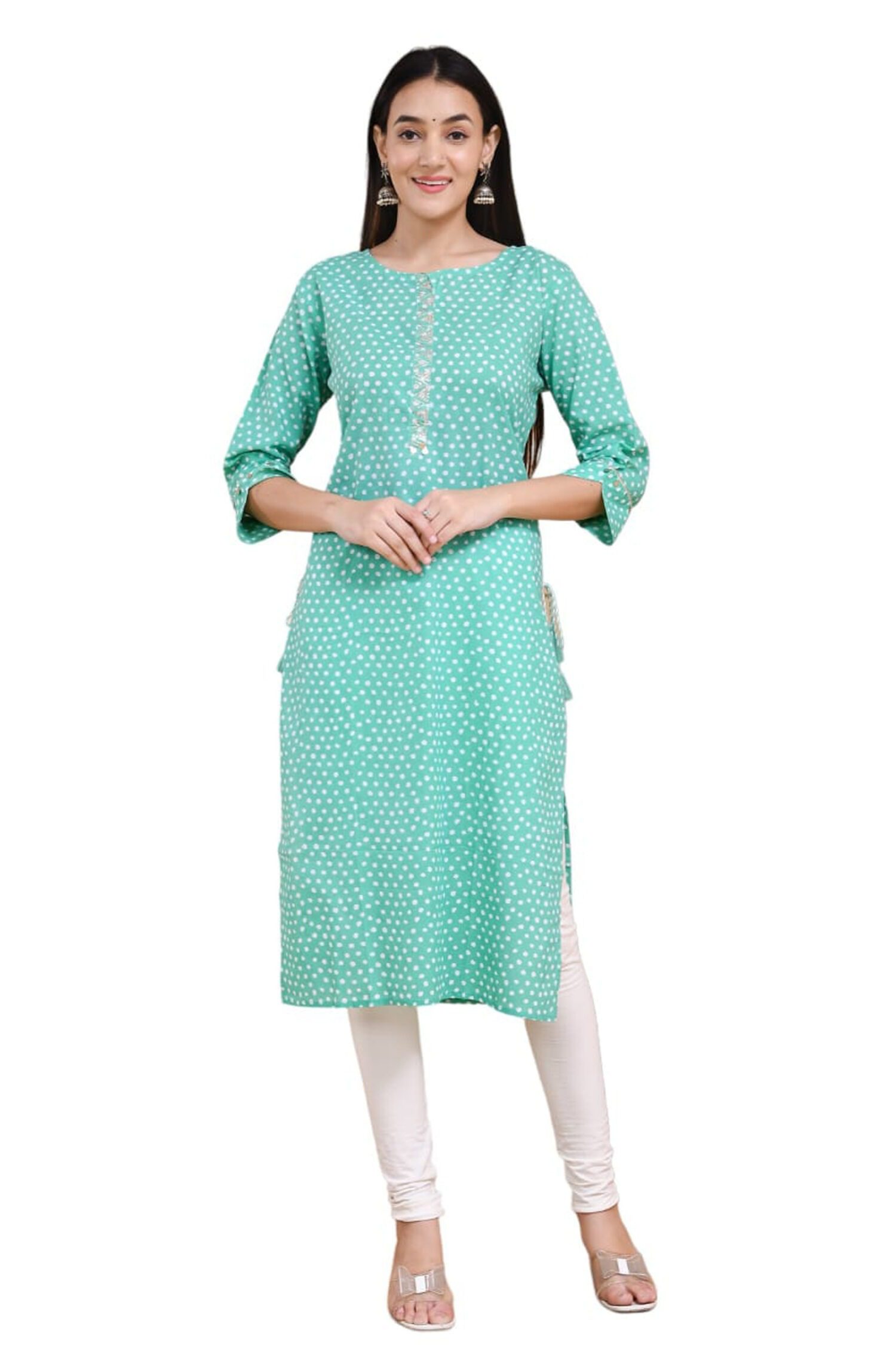 sky blue printed long kurti