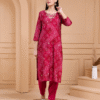 Muslin Bandhani Pink Suit Women