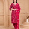 Muslin Bandhani Pink Suit