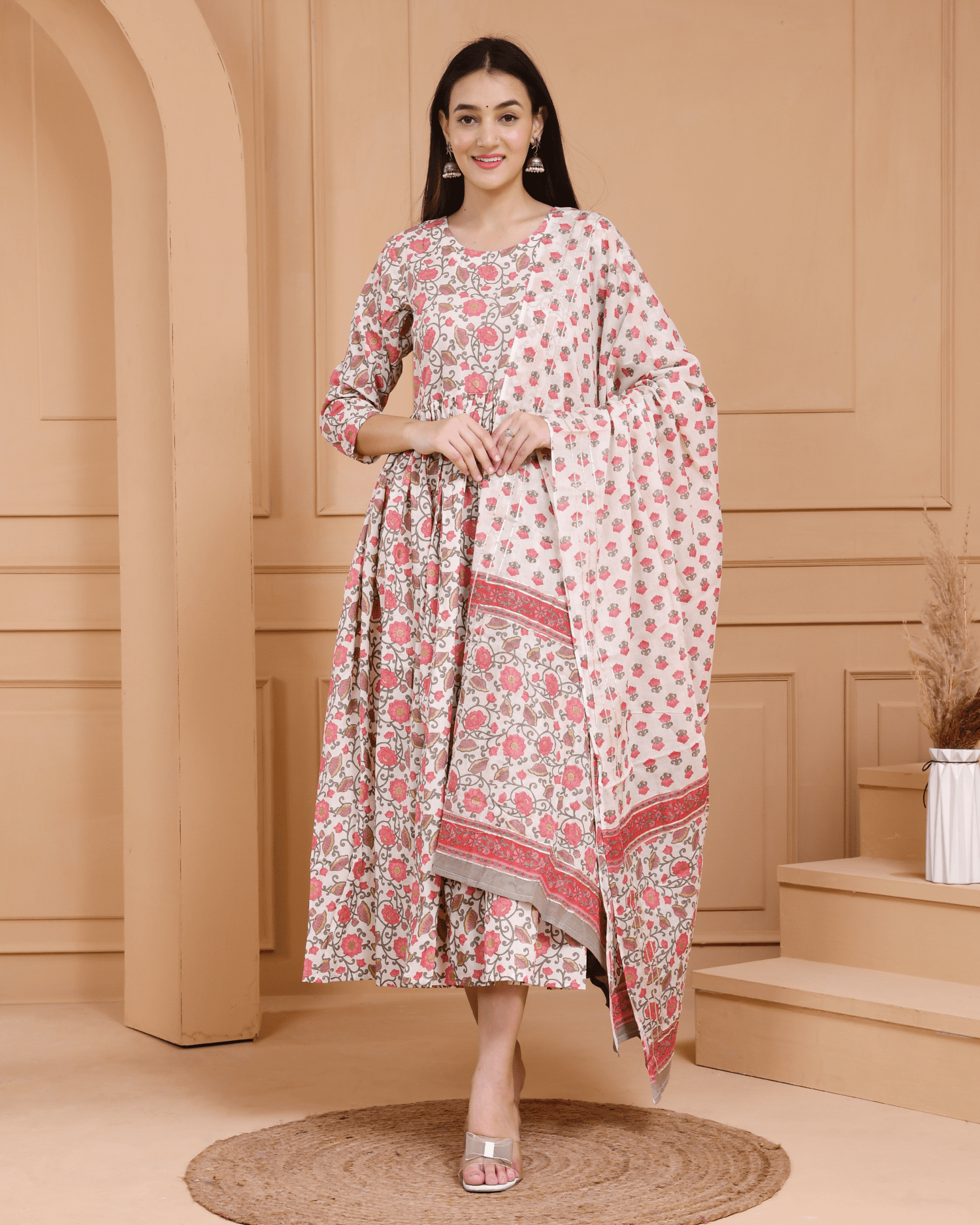 Floral Printed Anarkali Kurta Set