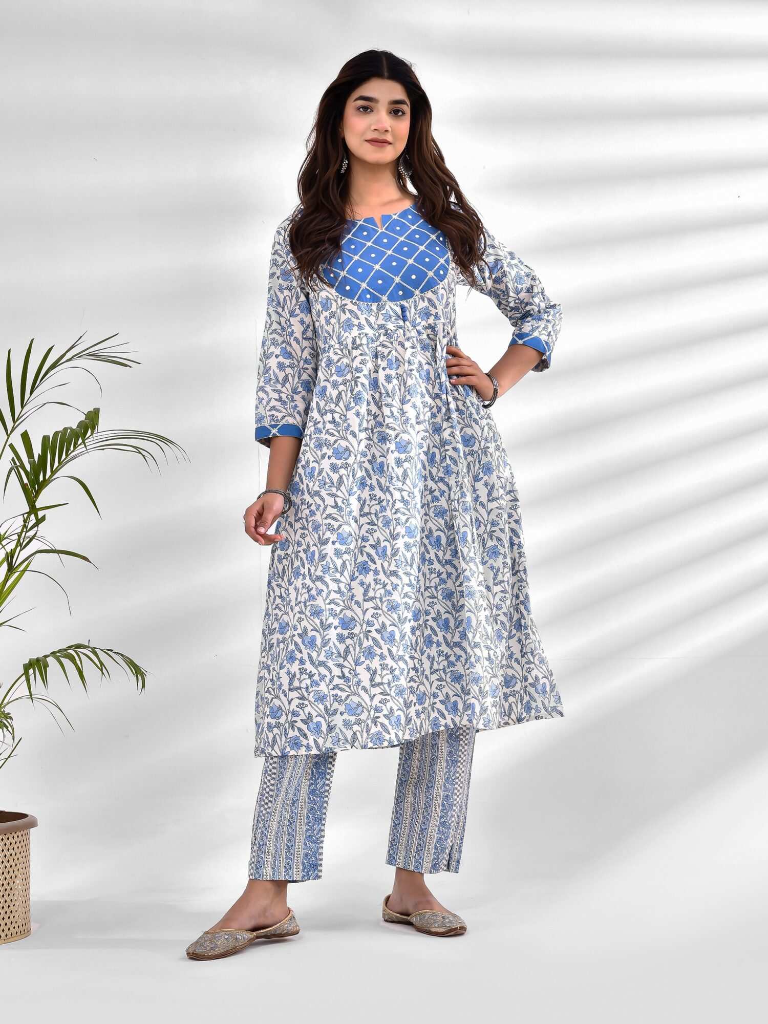 Blue Kalamkari Kurta Two Piece Set