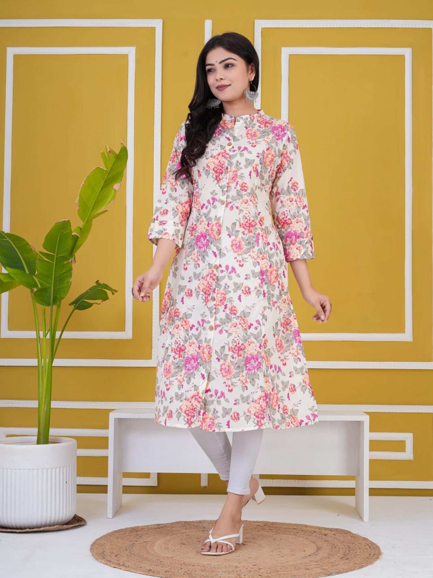 Blossom Pink Floral Cotton Kurti