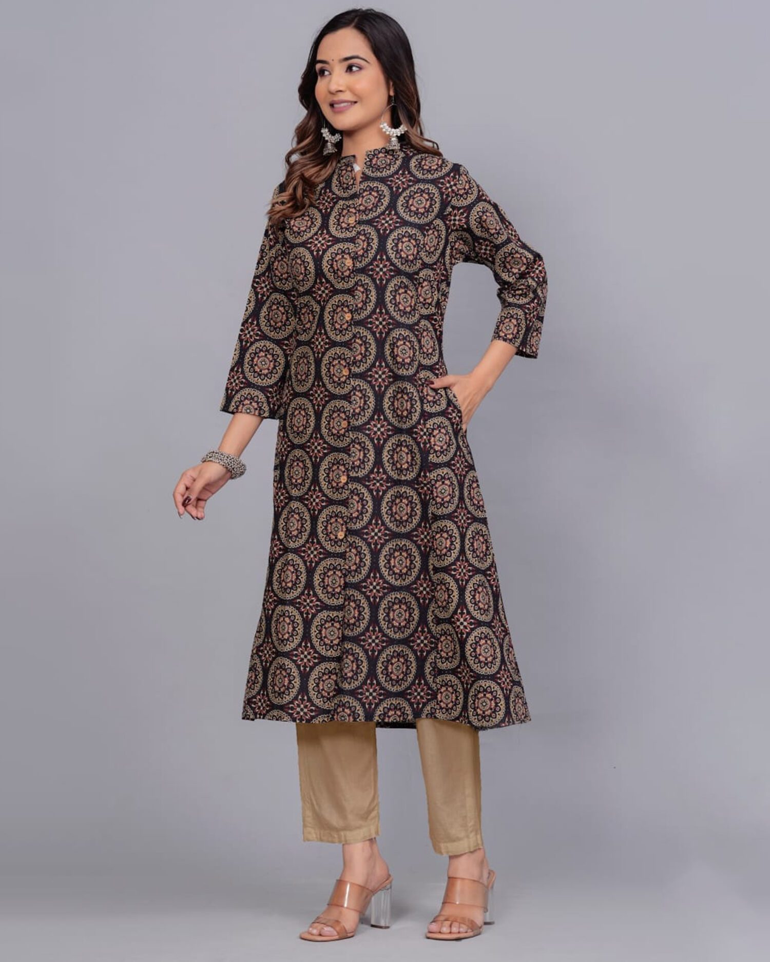 Black Handblock Print Kurti