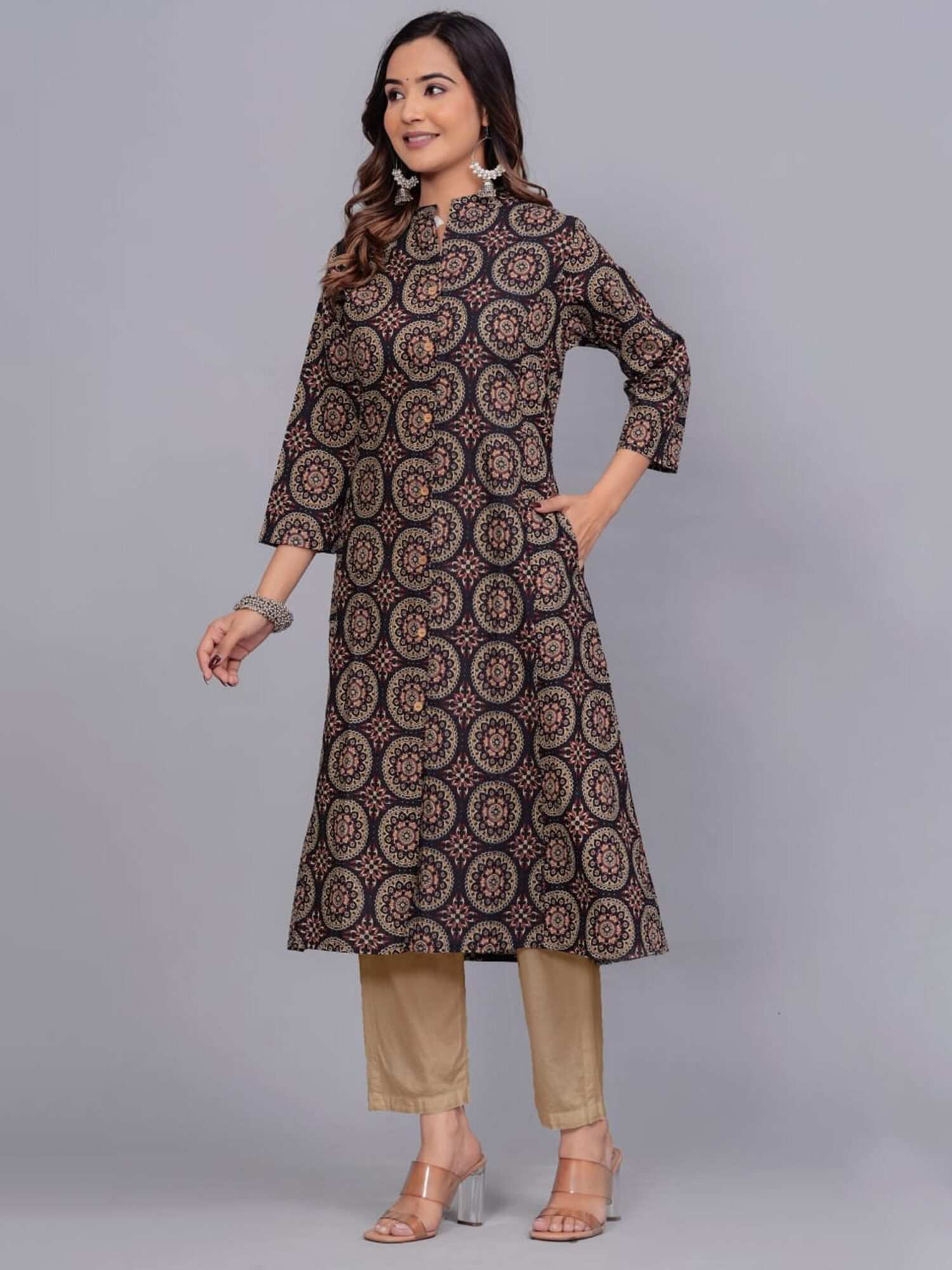 Black Handblock Print Kurti