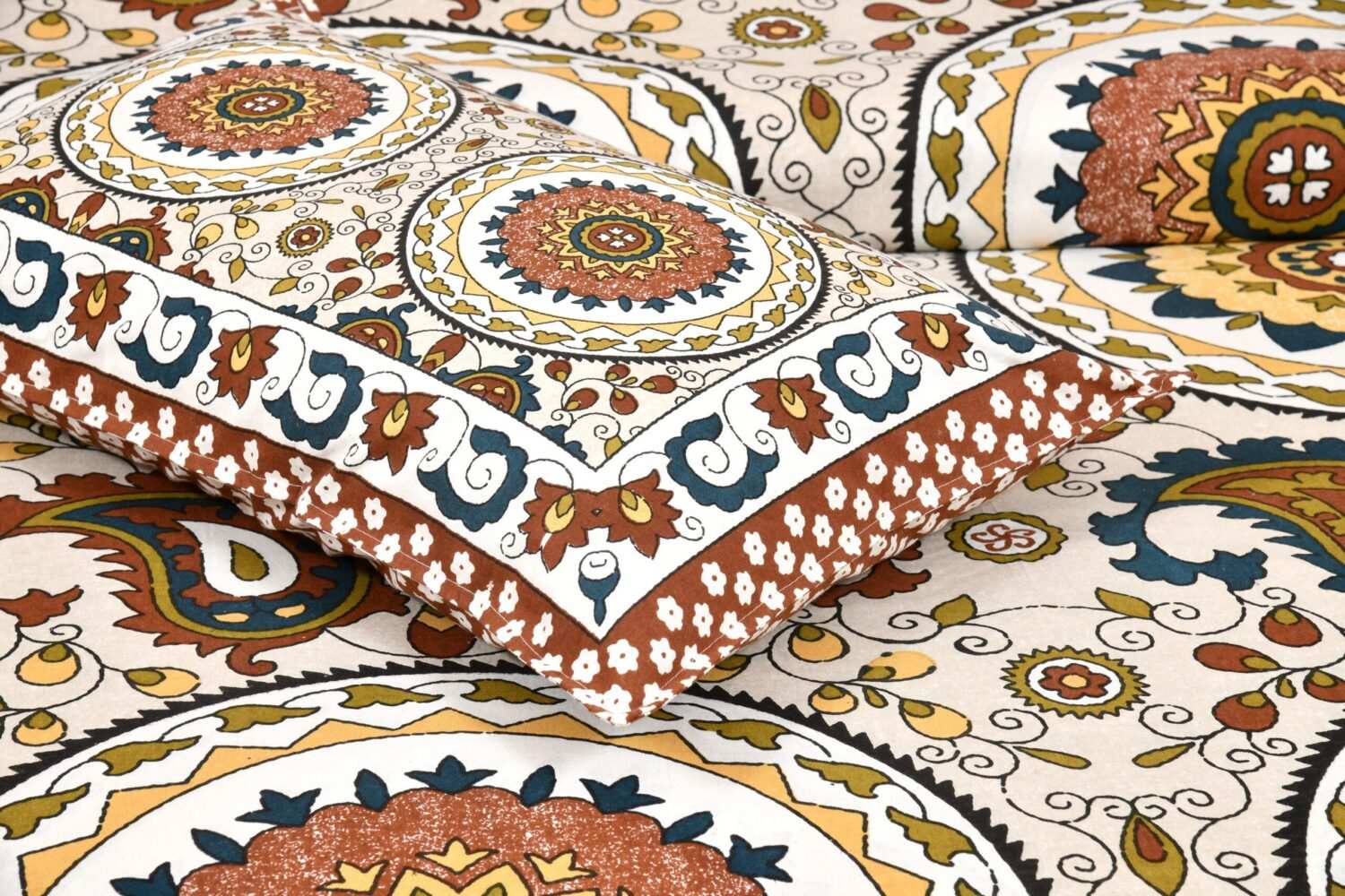 Brown Patola Printed Double Bed Sheet Set