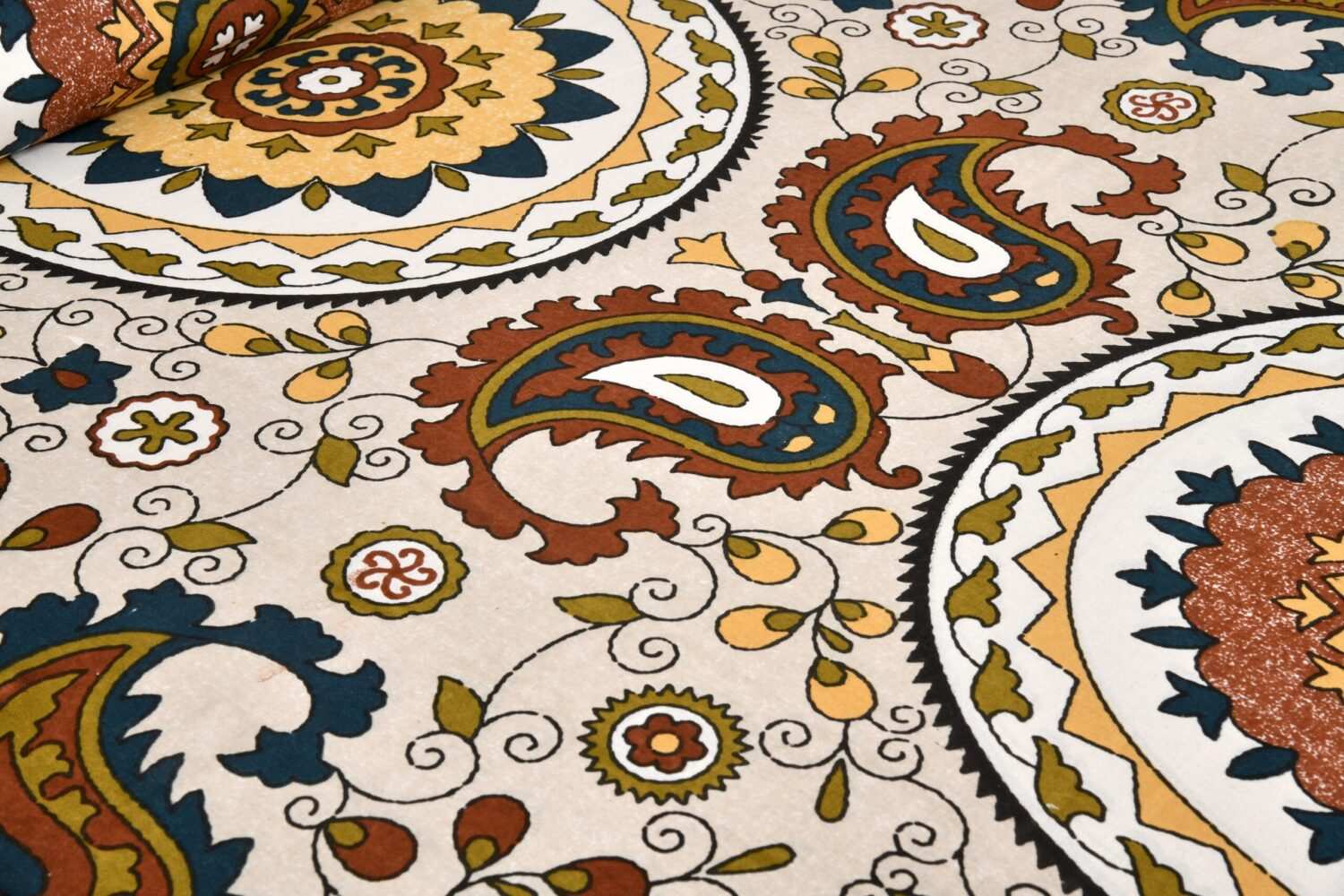 Brown Jaipuri Cotton Printed Double Bed Sheet Set