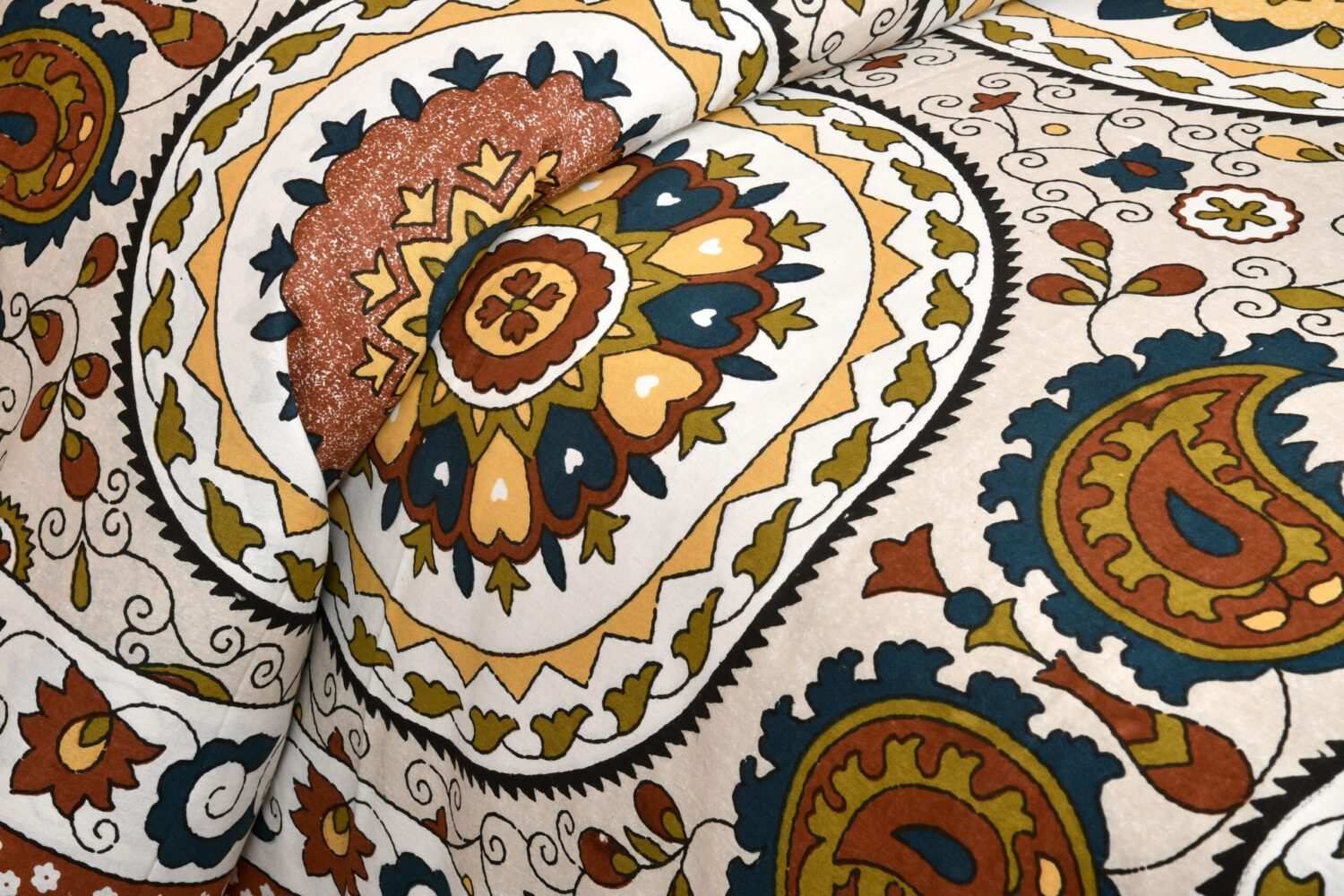 Brown Jaipuri Cotton Patola Bed Sheet Set