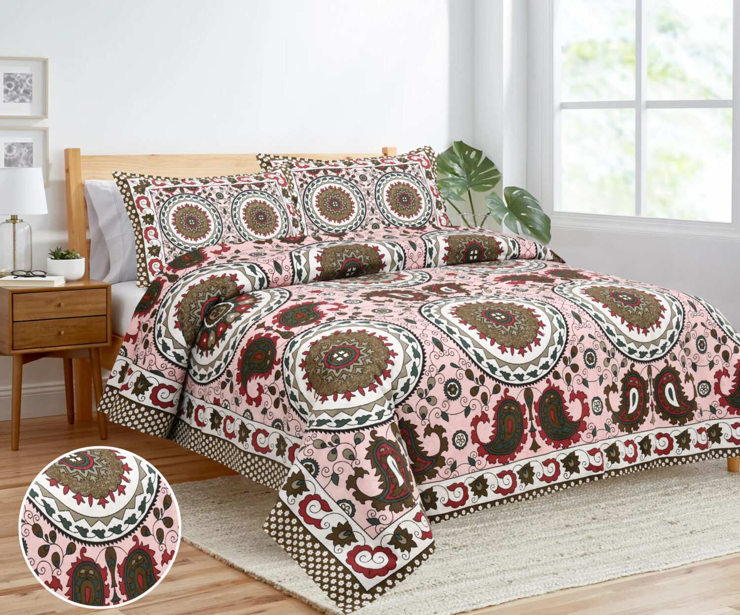 Jaipuri Cotton Patola Printed Bed Sheet Set