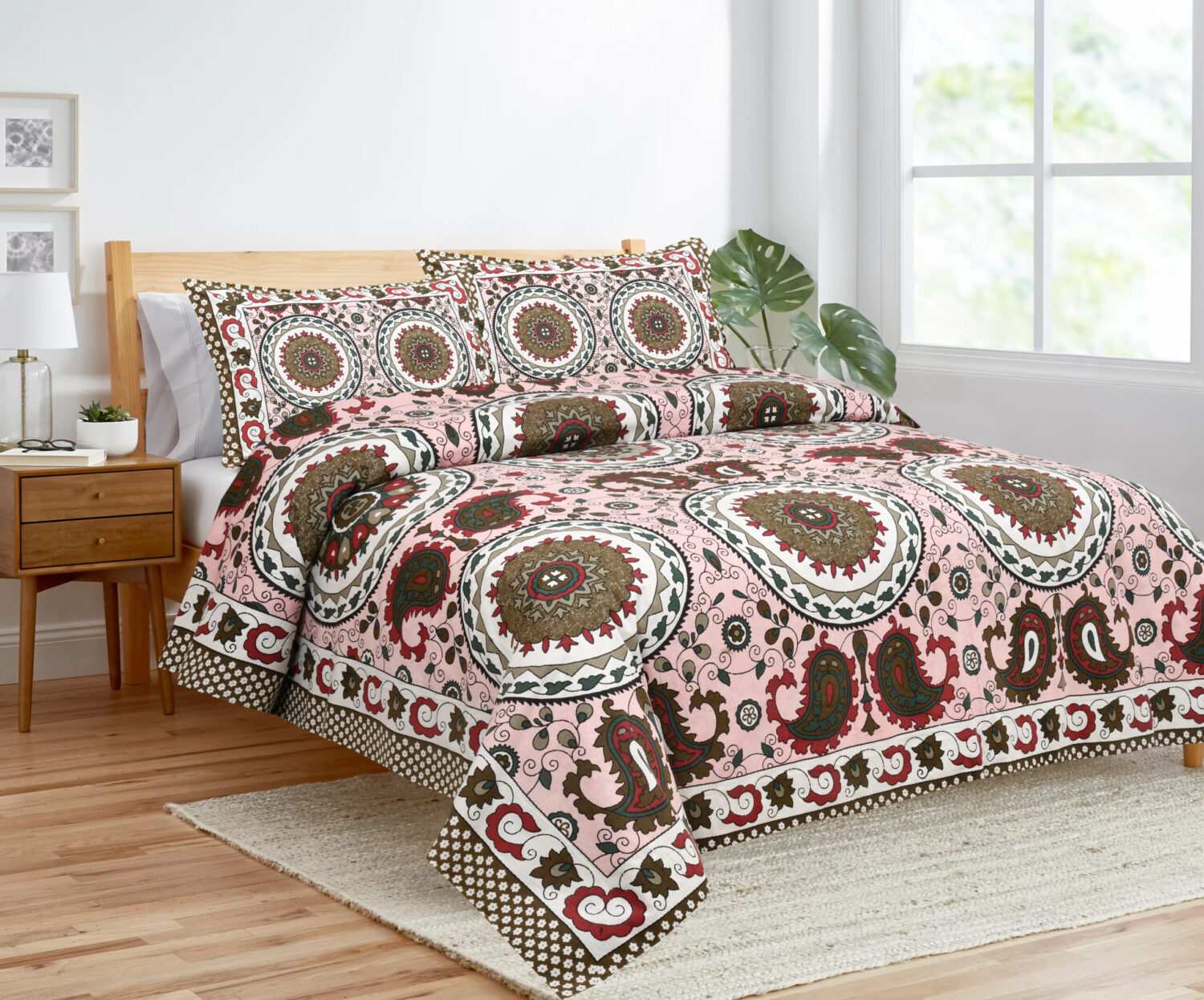 Jaipuri Cotton Patola Printed Double Bed Sheet Set