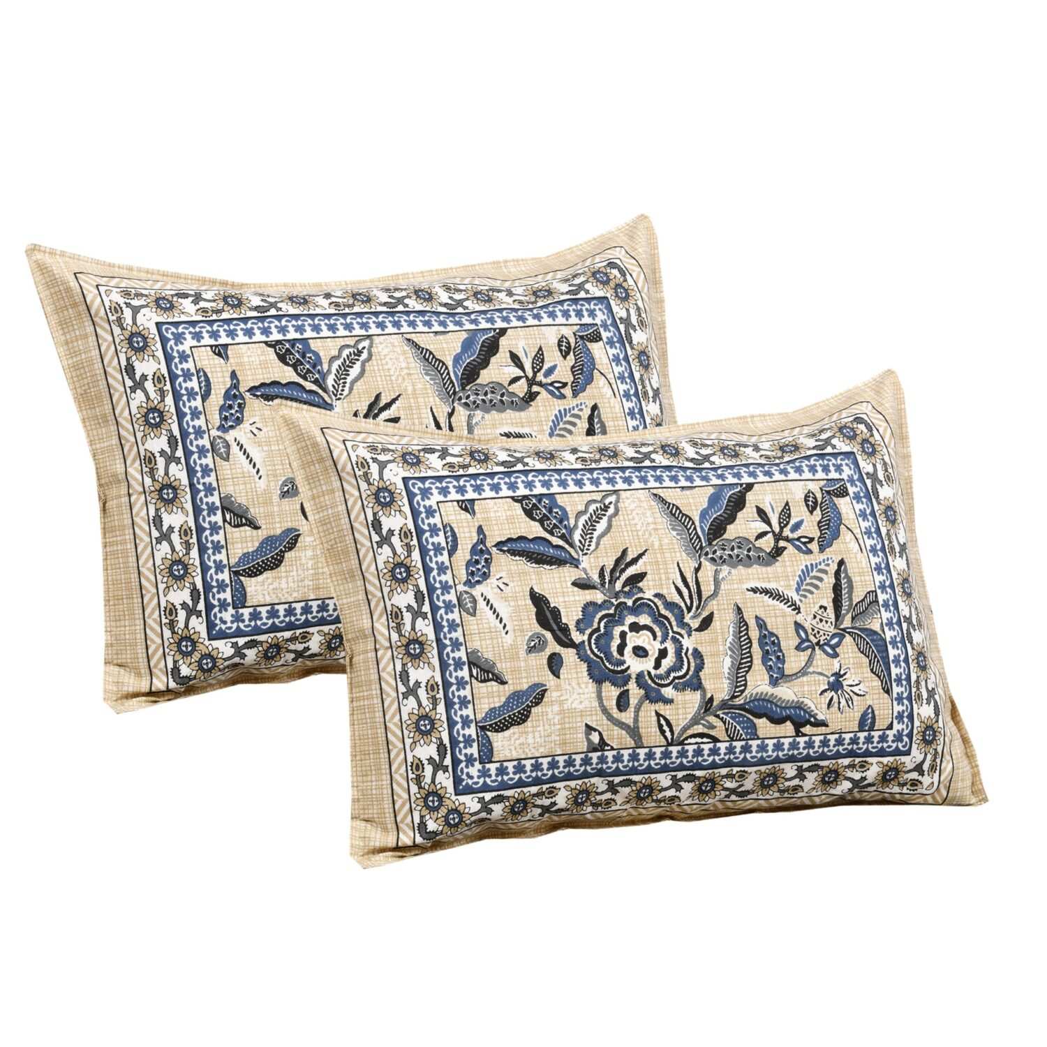 Light Brown Printed Double Bed Sheet Set