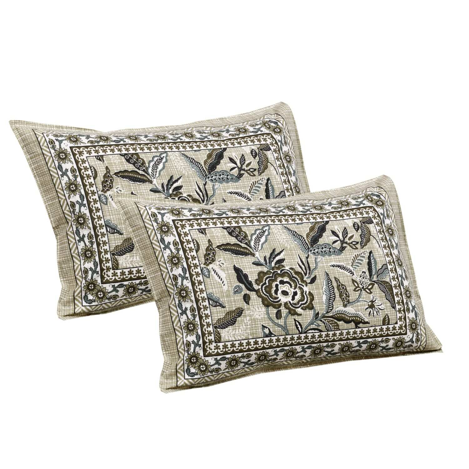 Light Green Printed Cotton Bed Sheet Set
