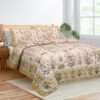 Grey Pink Floral Cotton Bedsheet