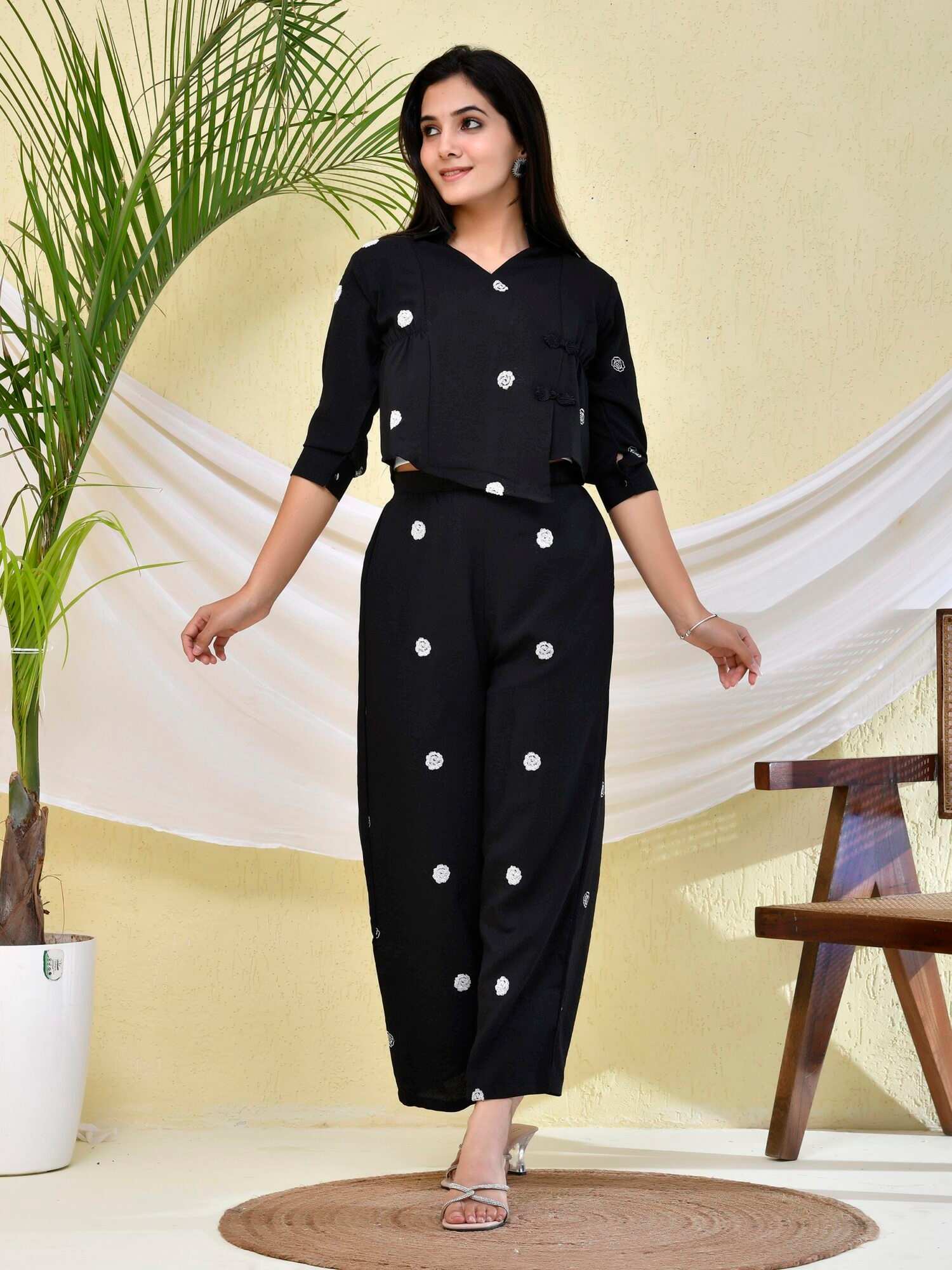 Black and White Dotted Co-ord Set