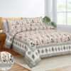 Peach & Dark Green Floral Cotton Bedsheet