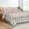 Peach & Dark Green Floral Cotton King Size Bedsheet