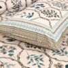 Peach & Dark Green Cotton King Size Bedsheet
