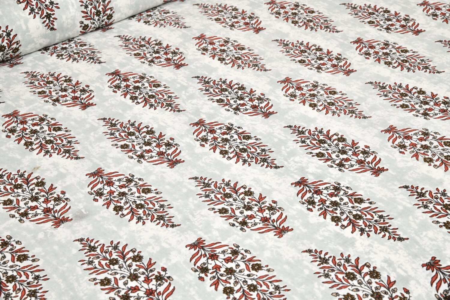 Hand Block Print Brown King Size Bedsheet