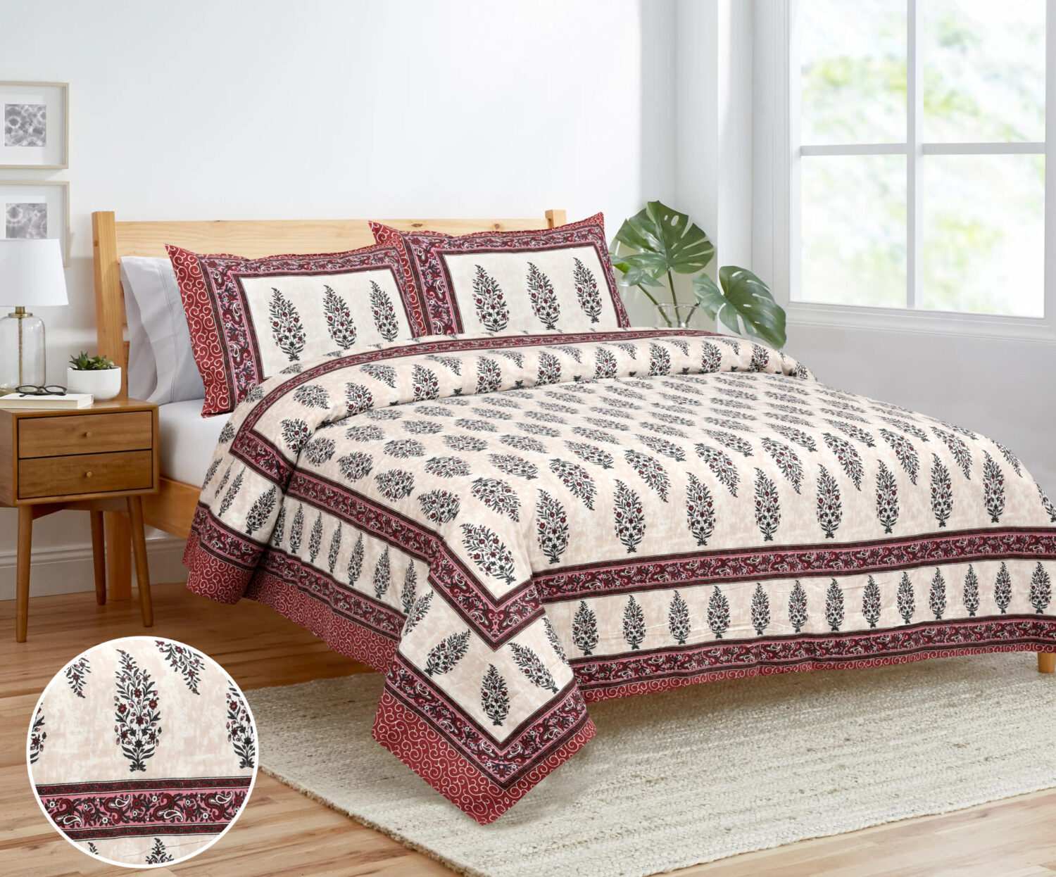 Cotton Hand Block Print Bedsheet Set