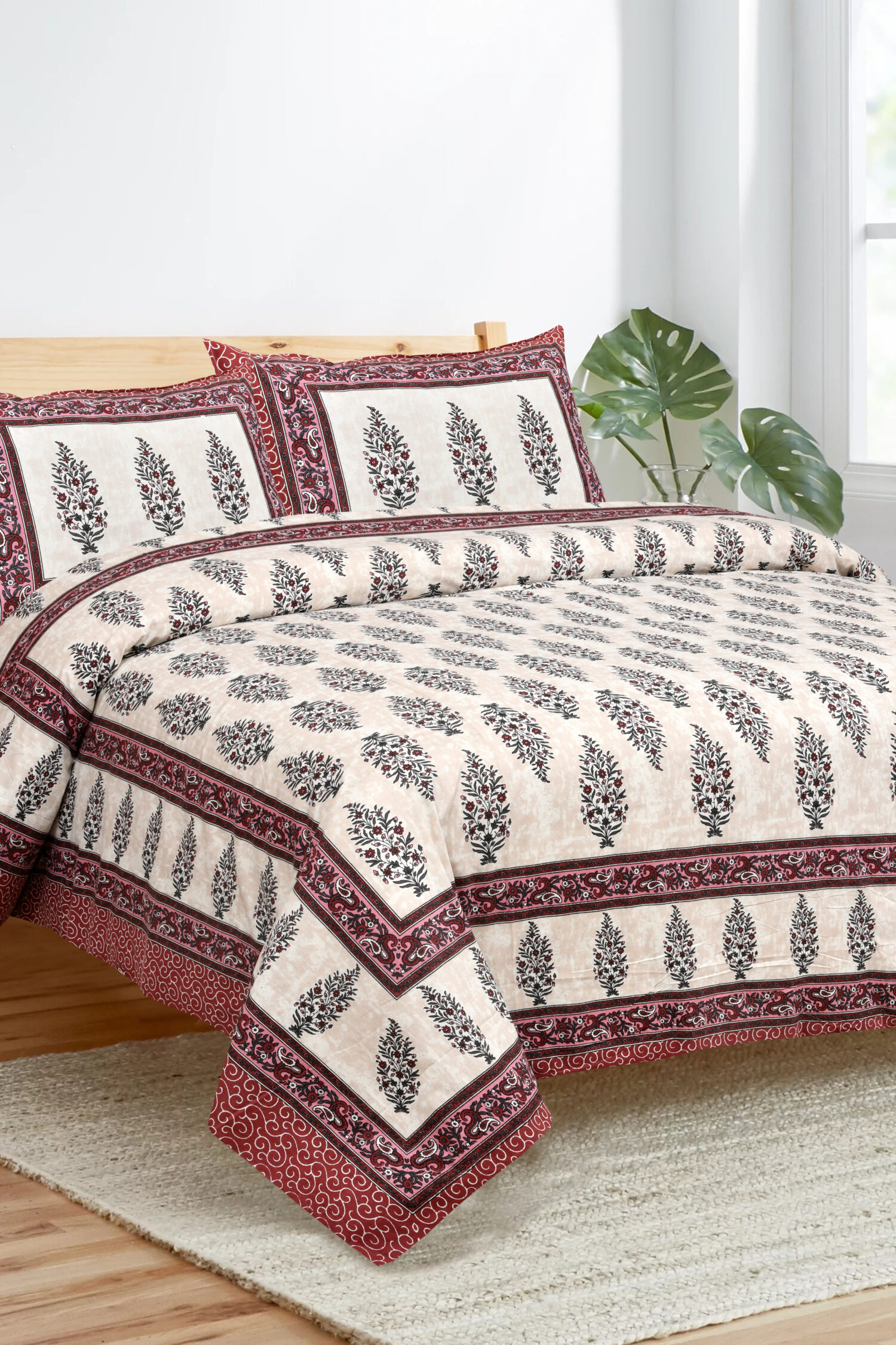 Cotton Hand Block Print King Size Bedsheet Set