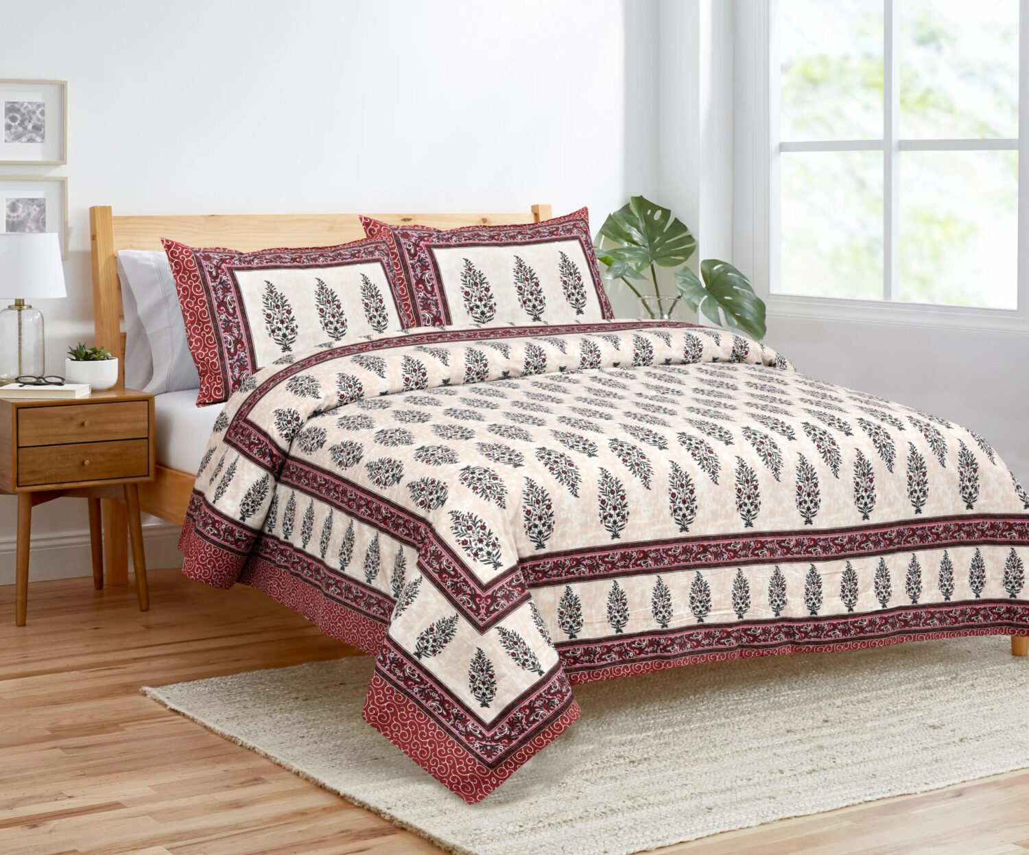 Cotton Hand Block Print King Size Bedsheet Set