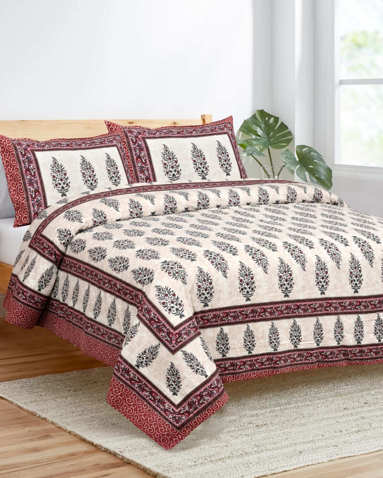 Cotton Hand Block Print King Size Bedsheet Set