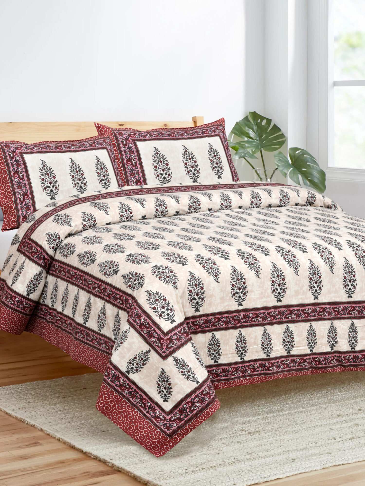 Cotton Hand Block Print King Size Bedsheet Set