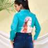 Sky Blue Printed Women Shirt