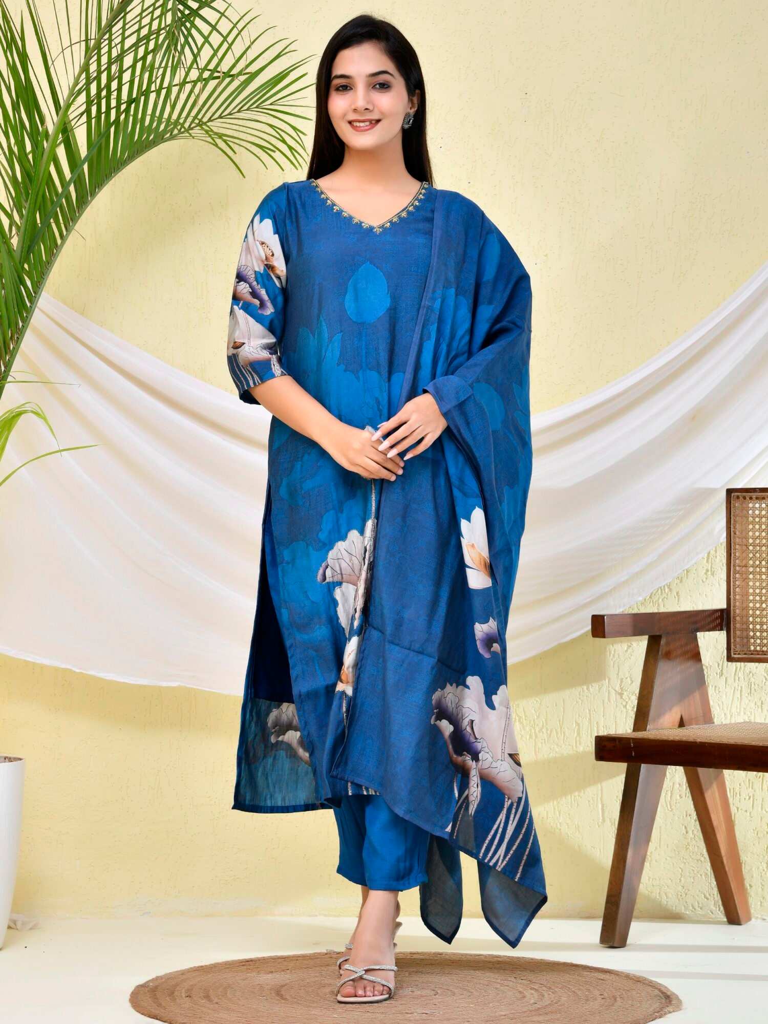 Ocean Breeze Floral Kurta Set