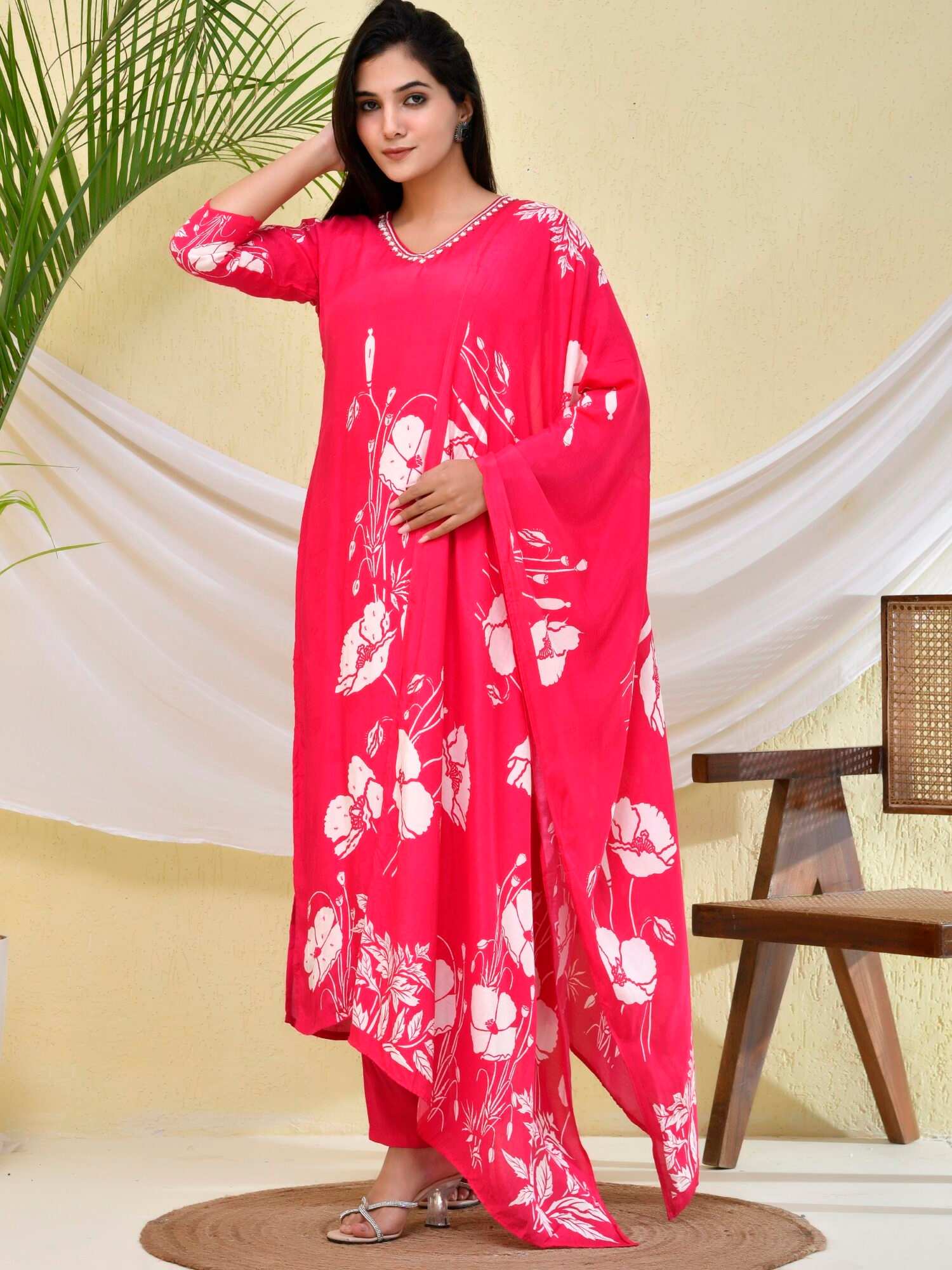 Blush Blossom Floral Kurta Set