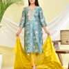 Serene Sapphire Floral Suit Set