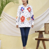 White Multi-Cartoon Print Women’s Shirt