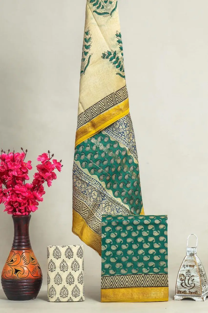 Green & Yellow Silk set