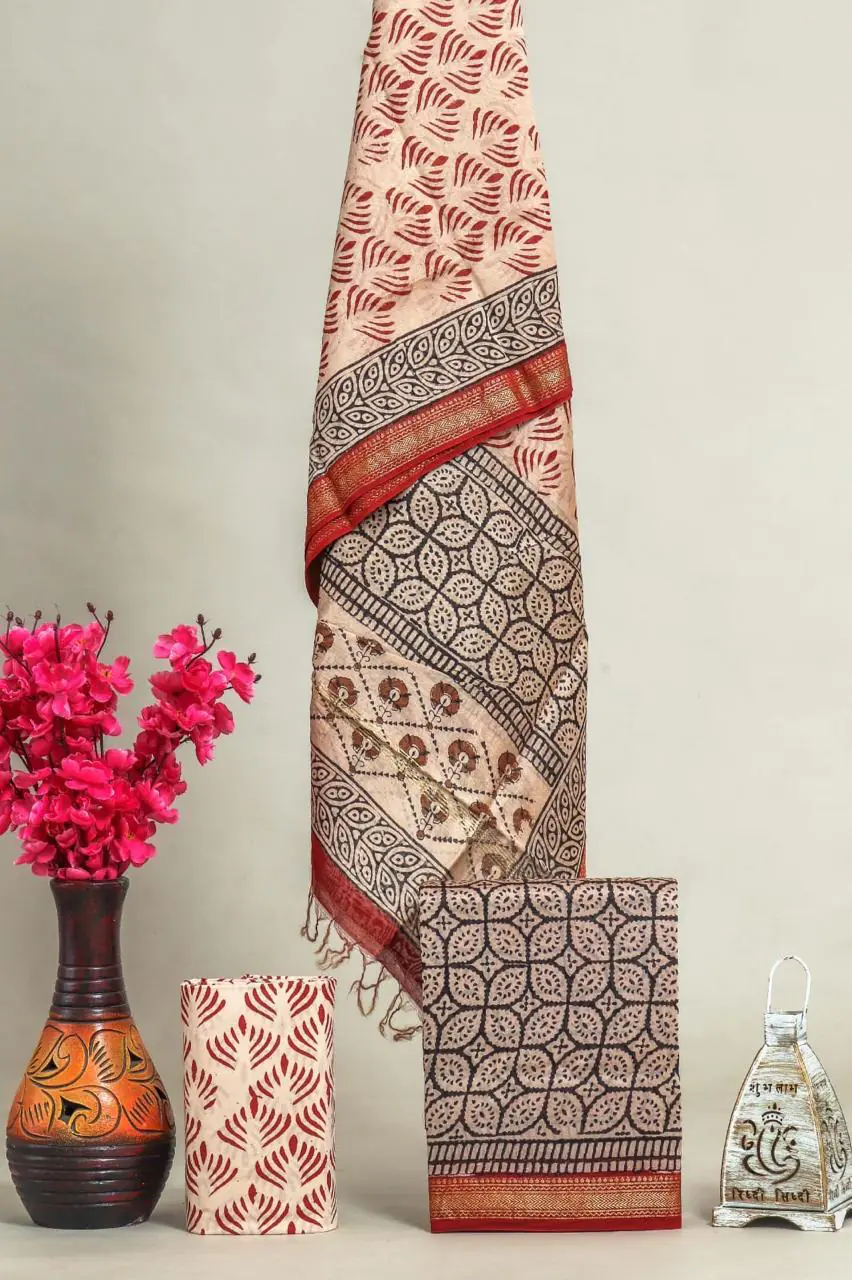 broad border block print set