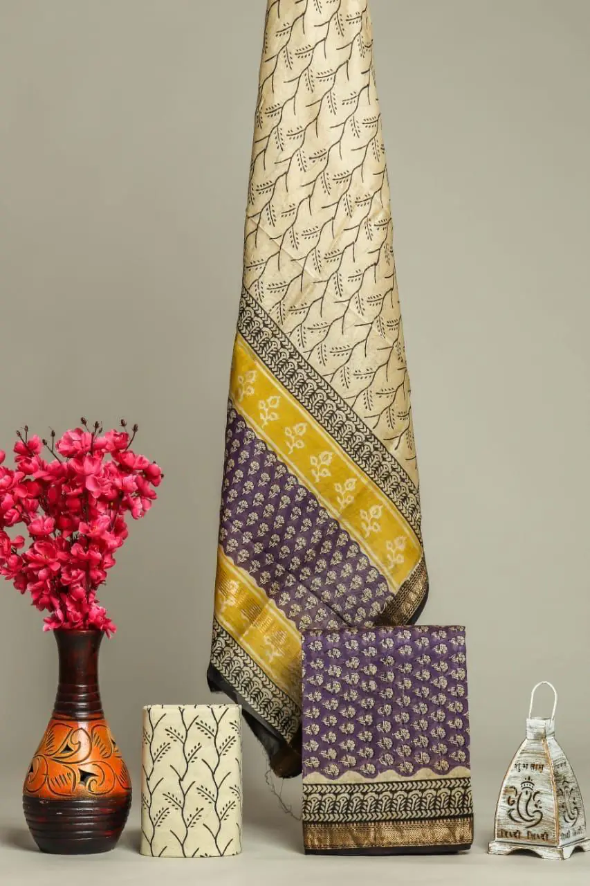 Purple & yellow silk set