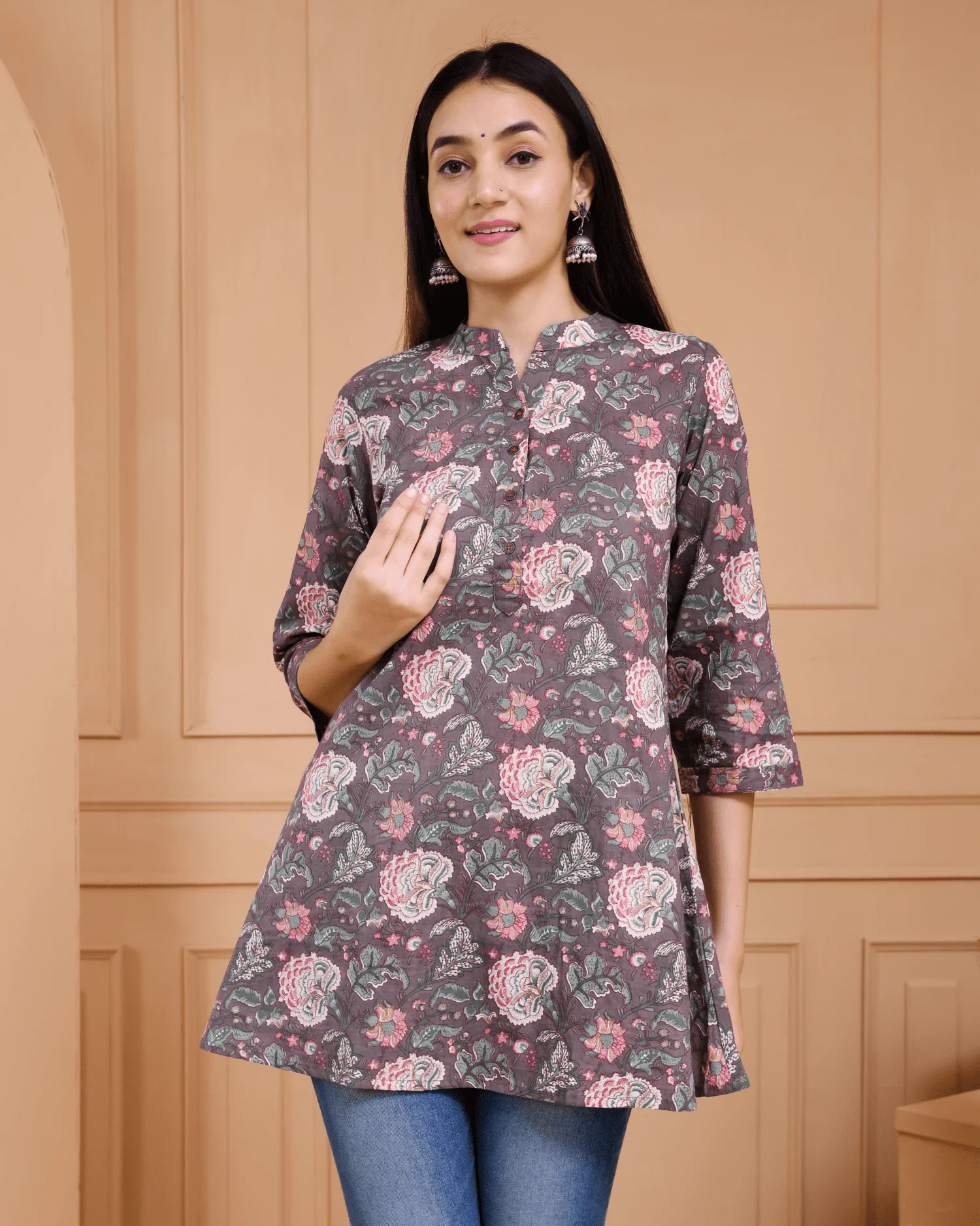 Floral Print Short Kurti