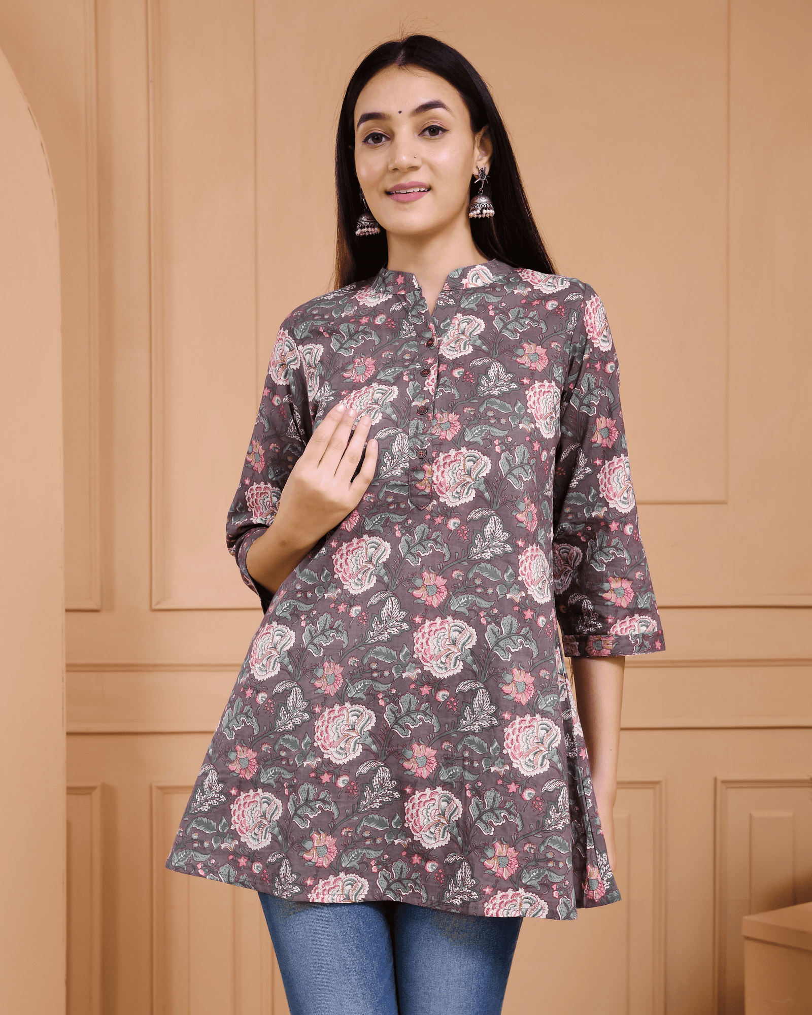 Floral Print Short Kurti