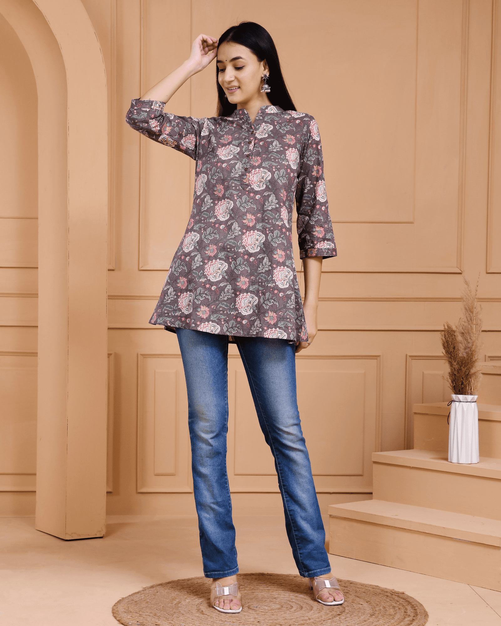 Floral Print Short Kurti For Women