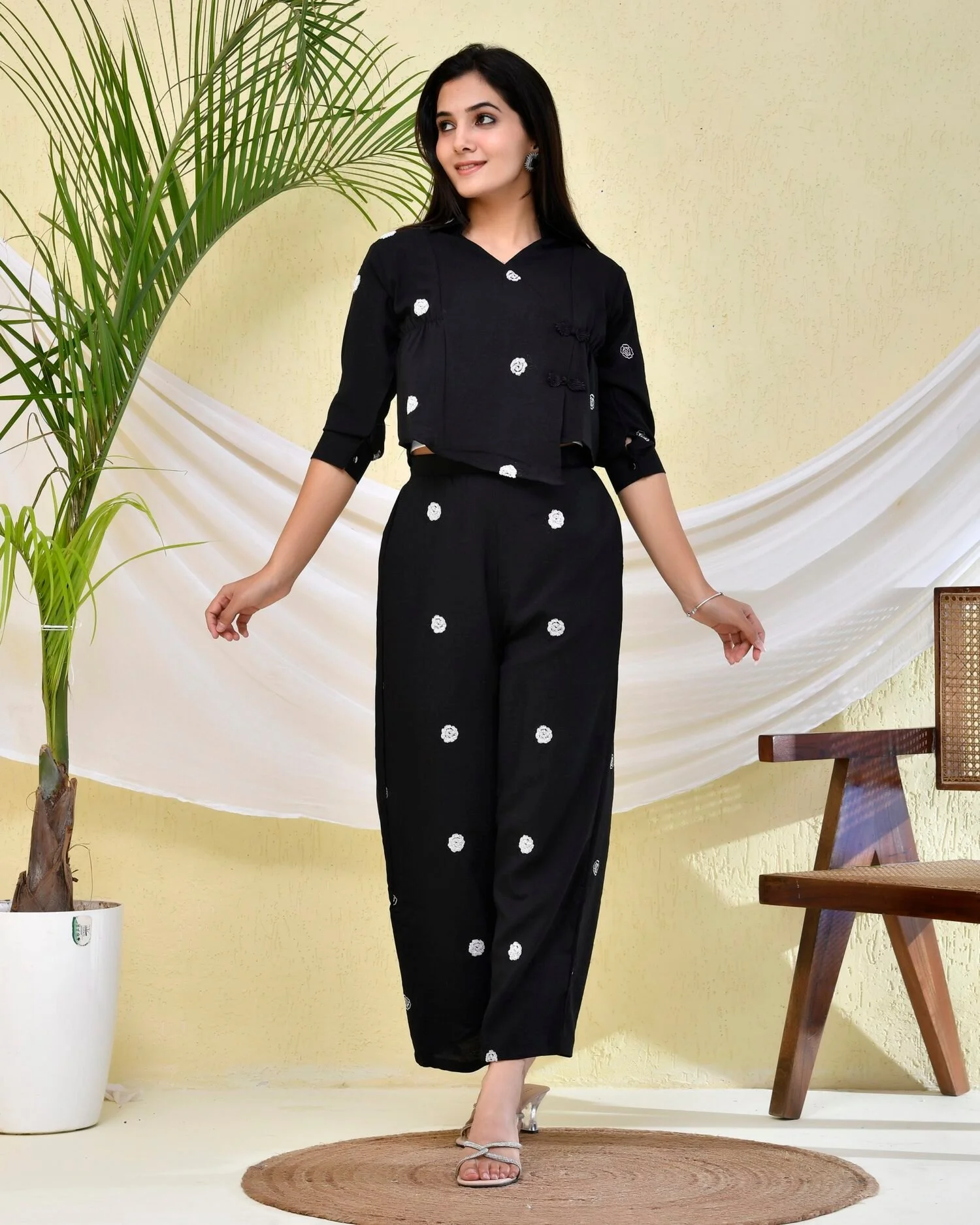 Black and White Dotted Co-ord Set