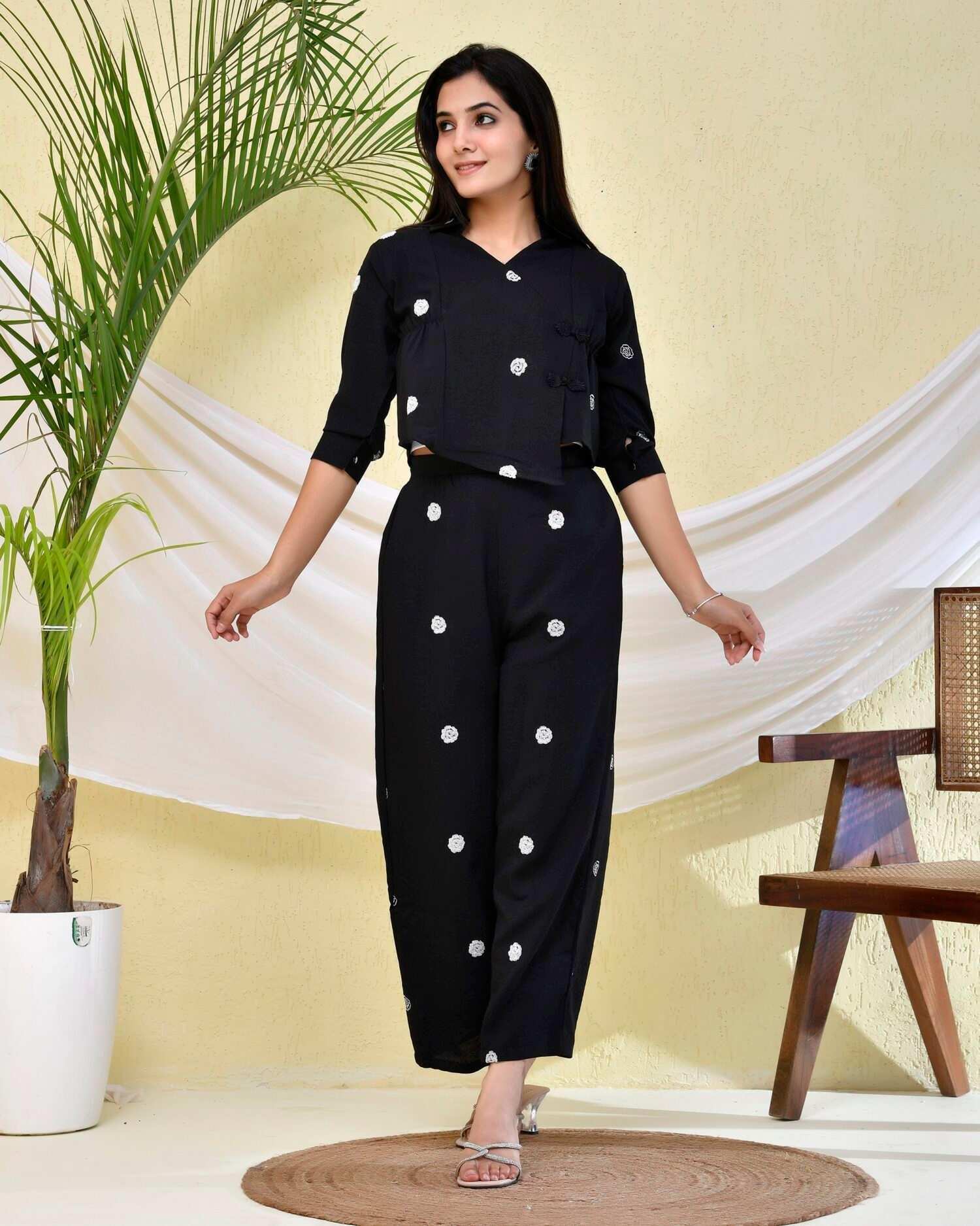 Black and White Dotted Co-ord Set